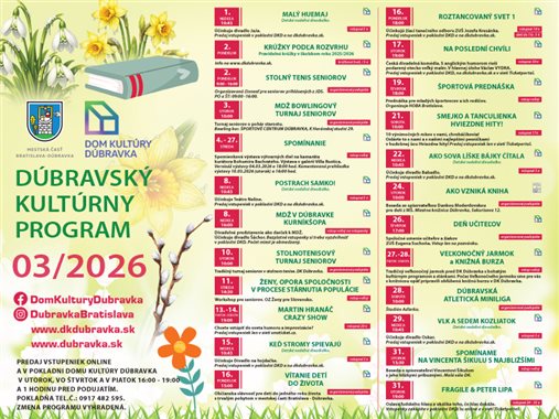 Marec v Dúbravke 🌼 (kompletný program po rozkliknutí)